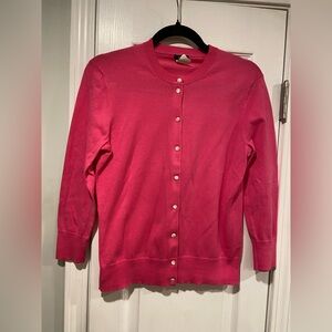 J. Crew Size S Pink White Pearl Button Long Sleeve Lightweight Cardigan